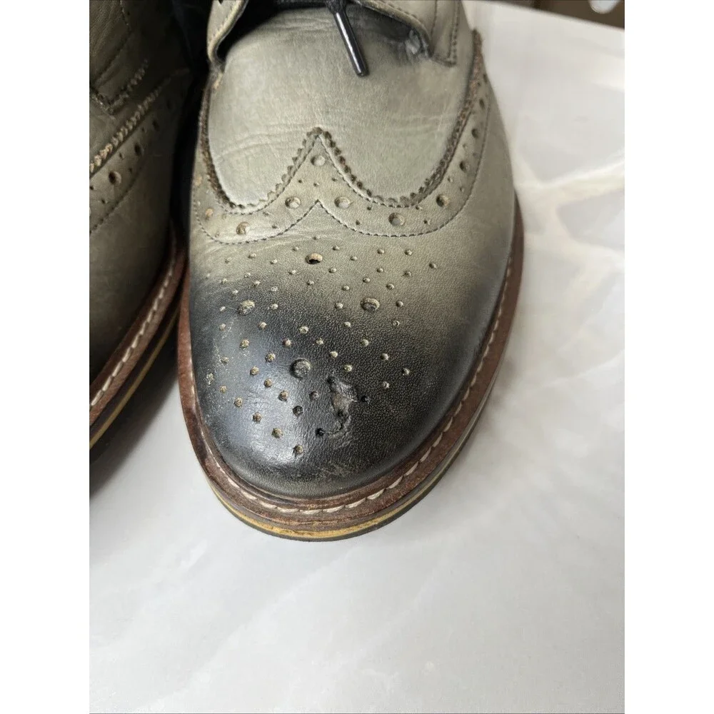 Michael Shannon Men shoes Leather Gray Boots sz Us 11 Wingtip